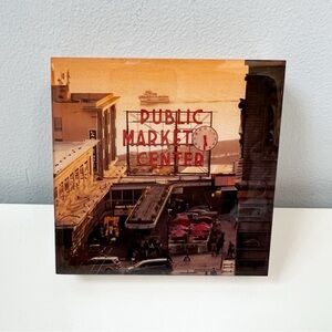 Golden Hour Pike Place Public Market Seattle Bamboo Wood Block